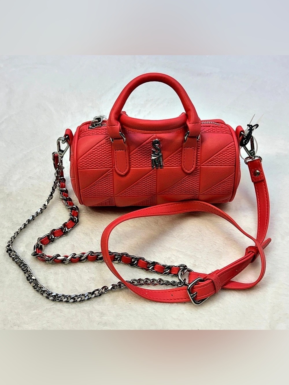 Steve Madden Batlas Mini Crossbody Satchel in Red Orange NWT